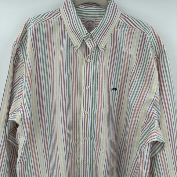 Brooks Brothers Rainbow Striped Long Sleeve Button Down Original‎ Polo Shirt XL - Picture 6 of 10